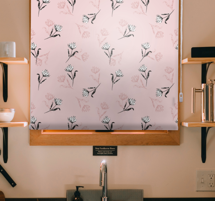 Pολό στόρι με λουλούδια και φυτά μοτίβο απαλού άνθους - TenStickers