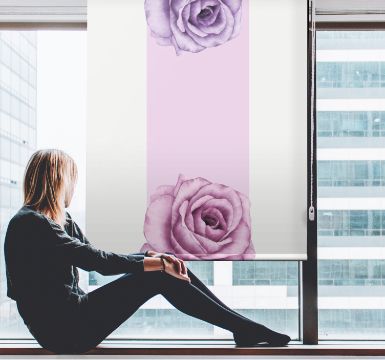 Pολό στόρι με λουλούδια και φυτά μωβ τριαντάφυλλο προφορά - TenStickers