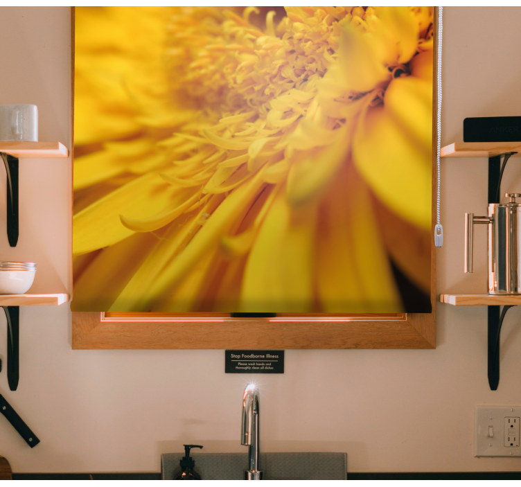 Pολό στόρι με λουλούδια και φυτά κίτρινο γκρο πλαν - TenStickers