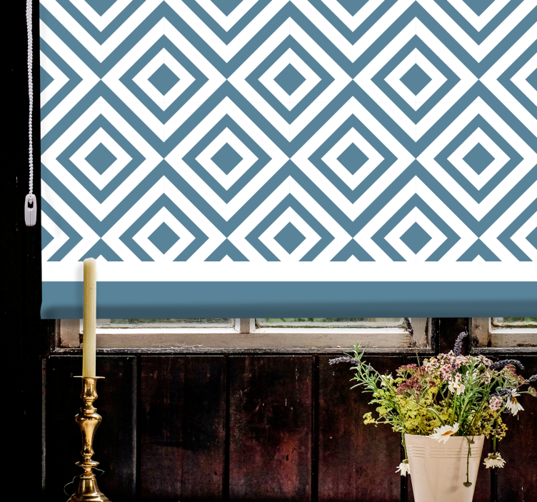 μπλε και άσπρα τετράγωνα μοτίβο σκανδιναβικό τυφλό - TenStickers