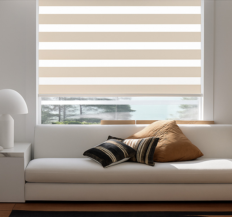 Kλασικό ρολό στόρι κρεμ και λευκό οριζόντιο - TenStickers
