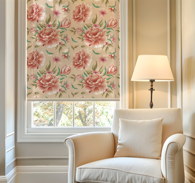 Ρομαντική πολύ κουρτίνα με κλασικό μπουκέτο λουλούδια - TenStickers