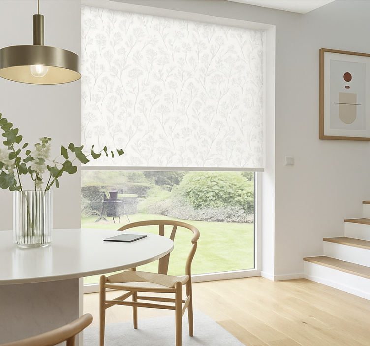 Pολό στην τραπεζαρία λεπτή γκρίζα τέχνη λουλουδιών - TenStickers