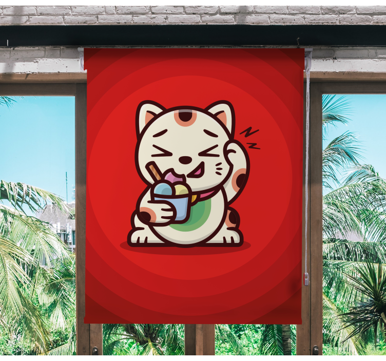 Aστείο ρολό στόρι γάτα που απολαμβάνει λιχουδιές - TenStickers