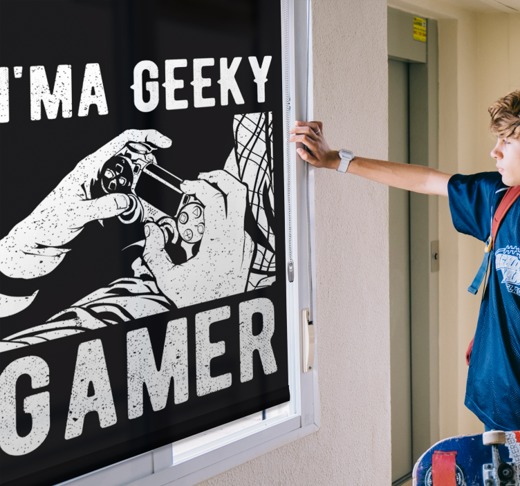 Geeky gamer black roller blind - TenStickers