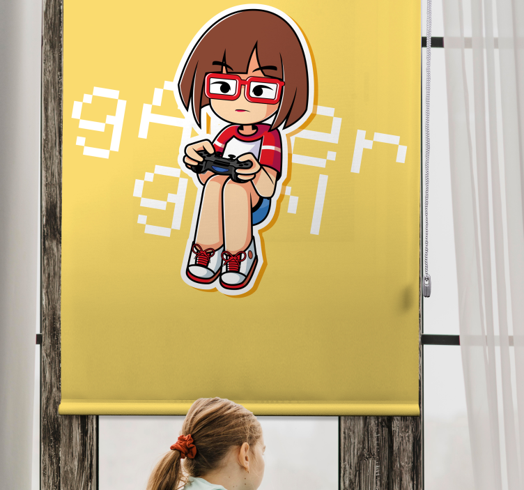 κορίτσι gamer με ελεγκτή geek roller blind - TenStickers