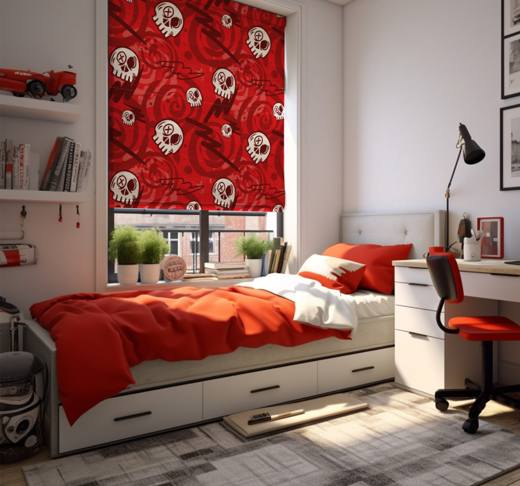 Pολό για εφήβους κόκκινο γκράφιτι με κρανία - TenStickers