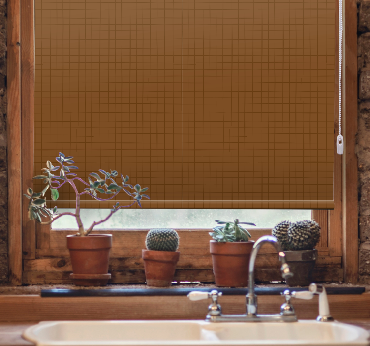 Pολό κουρτίνας με υφή και μοτίβο καφέ τετράγωνη επιφάνεια - TenStickers