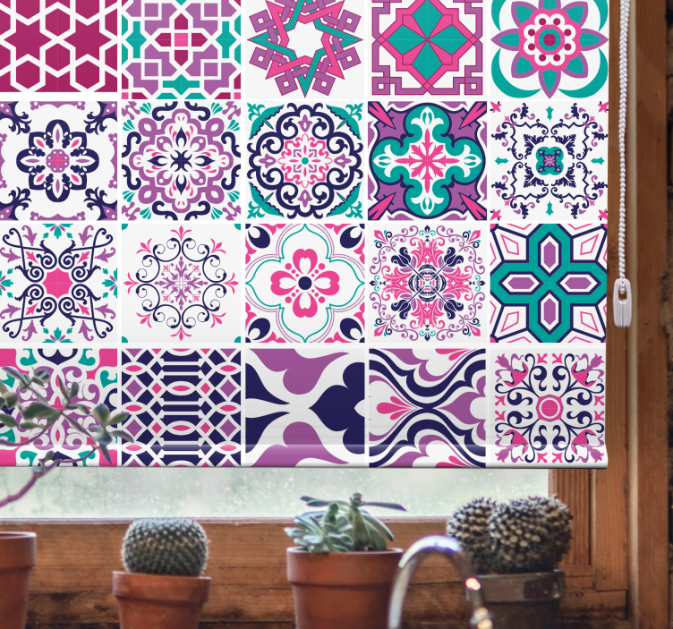 ροζ μαρόκι κεραμίδι μοτίβο τυφλό μπάνιο - TenStickers