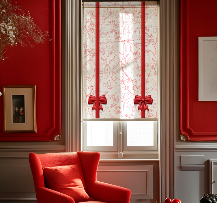 Pομαντικό ρολό κουρτίνας λουλουδάτο μοτίβο με γραβάτες - TenStickers