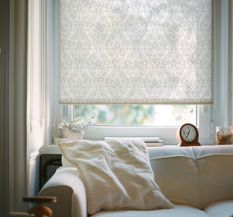 Λευκό ρολό κουρτίνας grunge damask - TenStickers