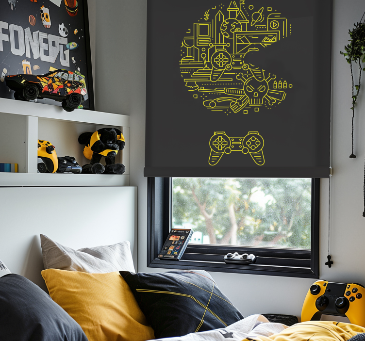 κίτρινο παιχνίδι pac geek roller blind - TenStickers
