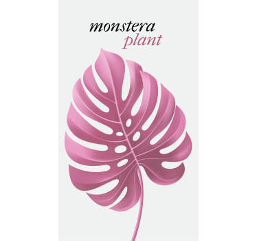 Pολό στόρι με λουλούδια και φυτά ροζ φυτό monstera - TenStickers