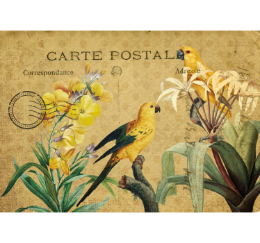 Pολό στόρι με λουλούδια και φυτά vintage floral πουλί - TenStickers