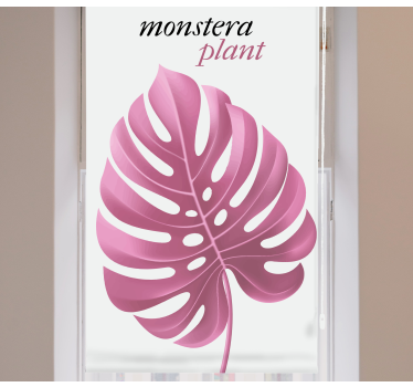 Pολό στόρι με λουλούδια και φυτά ροζ φυτό monstera - TenStickers