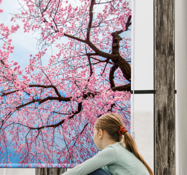 Pολό στόρι με μοτίβο λουλούδια και φυτά άκρο sakura - TenStickers