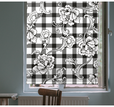 λουλουδάτο σε ελεγμένο μοτίβο σαλονιού roller blind - TenStickers