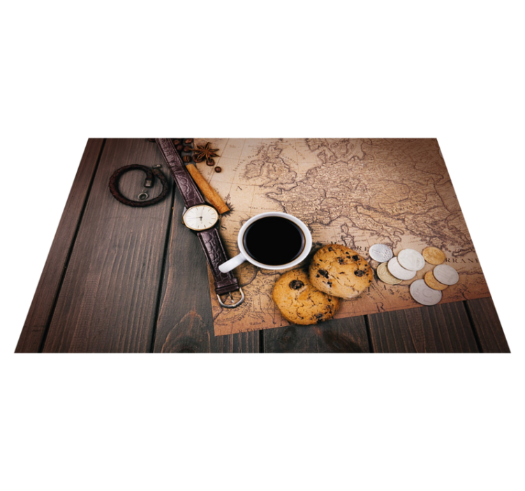 ζεστό ρόφημα και ταξιδιωτικές χάρτες βινυλίου - TenStickers