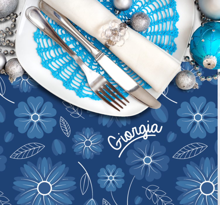 μπλε λουλούδι κομψή σχεδίαση επί παραγγελία όνομα - TenStickers