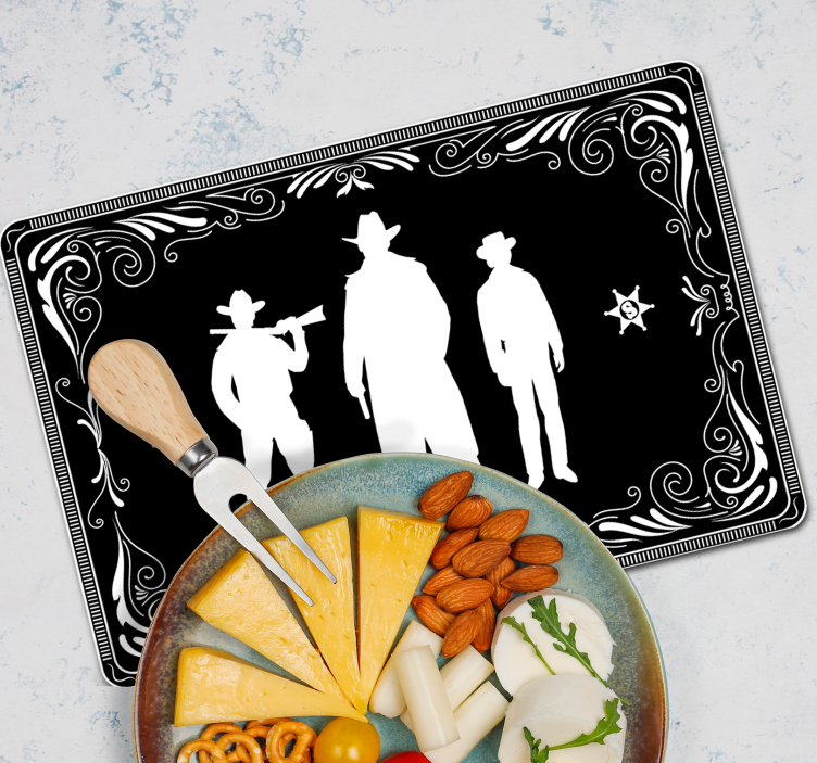 καουμπόη και άλογα μοτίβο μαύρο πλακάτ - TenStickers