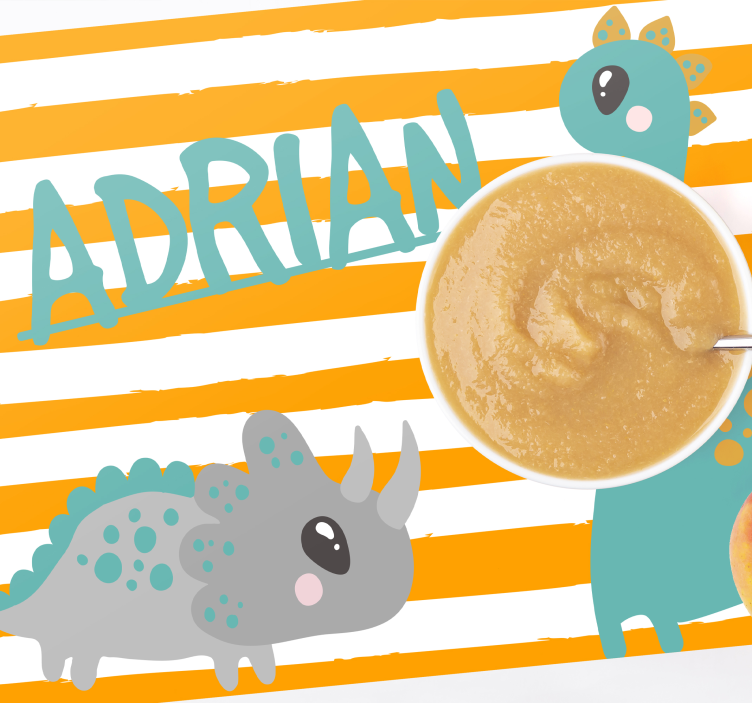 εξατομικευμένες τοποθετήσεις σε μπλε και πορτοκαλί δεινόσαυρο - TenStickers