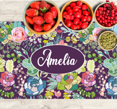 Σουπλά με όνομα floral Προσωποποιημένη Τέχνη - TenStickers