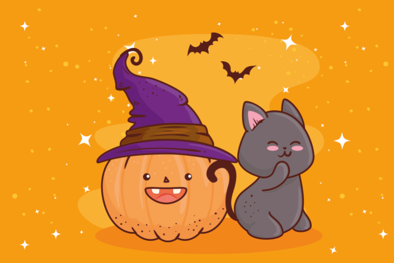 κολοκύθα κεφάλι μάγισσα παιδιά πλακάτ - TenStickers