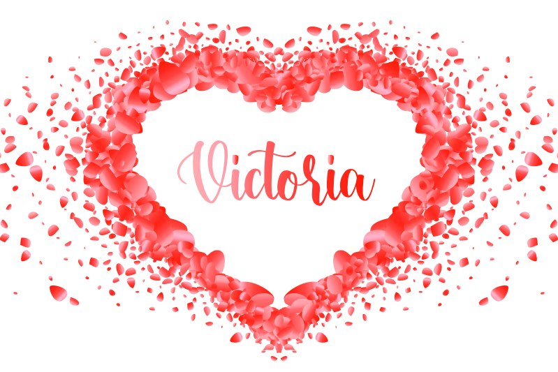 πέταλα που σχηματίζουν καρδιά με πλάκες ονόματος - TenStickers