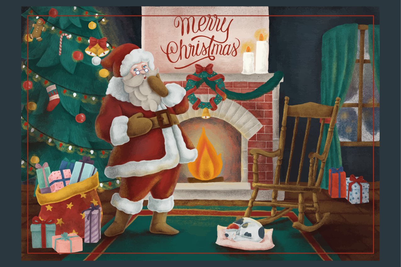 Χριστουγεννιάτικο σουπλά Συνάντηση του Άγιου Βασίλη - TenStickers