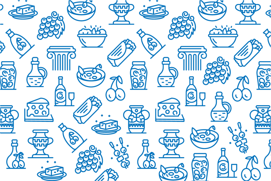 ελληνικά τρόφιμα εικονίδια μοντέρνα πλακάτ - TenStickers