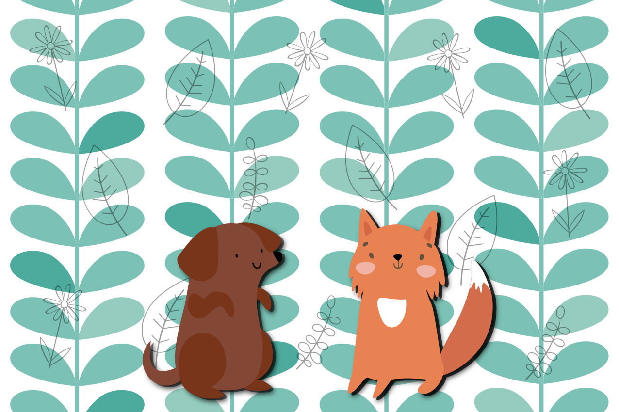 αλεπού και σκύλος καλύτεροι φίλοι παιδιά - TenStickers