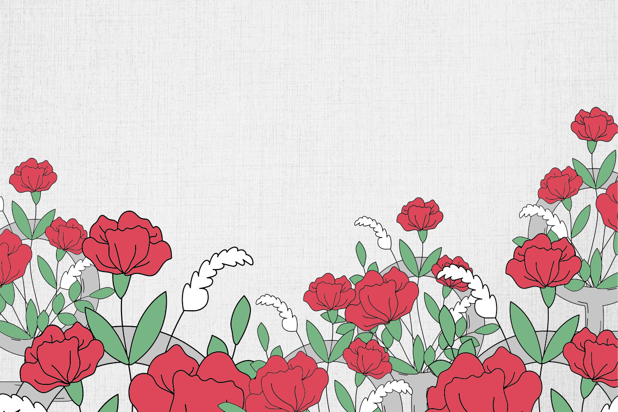 κόκκινα συρμένα λουλούδια πρωτότυπα πλακάτ - TenStickers