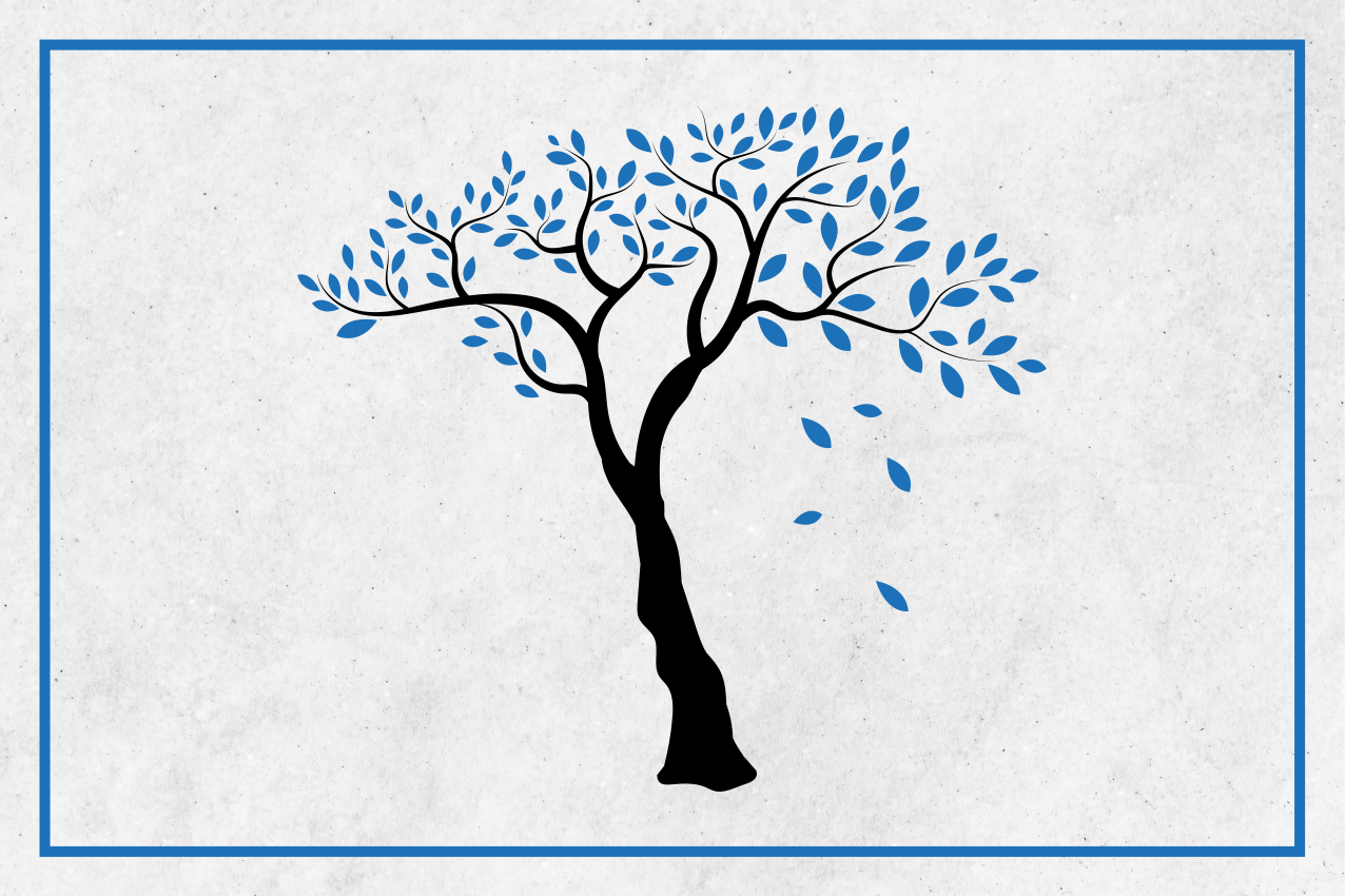 μαύρο δέντρο με μπλε φύλλα στο σπίτι - TenStickers