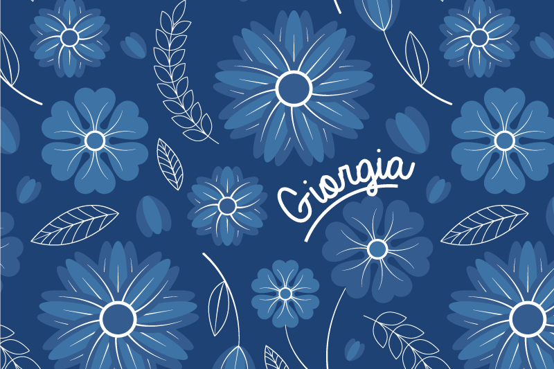 μπλε λουλούδι κομψή σχεδίαση επί παραγγελία όνομα - TenStickers