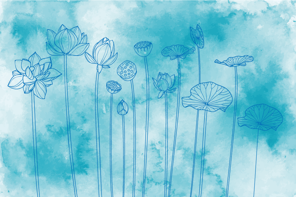 Σετ τραπεζιού με τεχνητή υφή Λουλούδια Λωτού - TenStickers