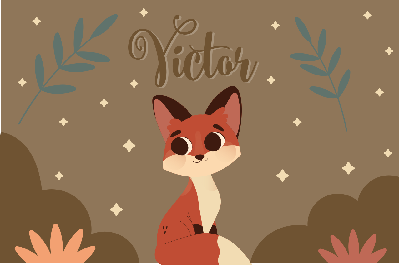 χαριτωμένη αλεπού για αγόρι με ονομαστικά παιδικά σουπλά - TenStickers