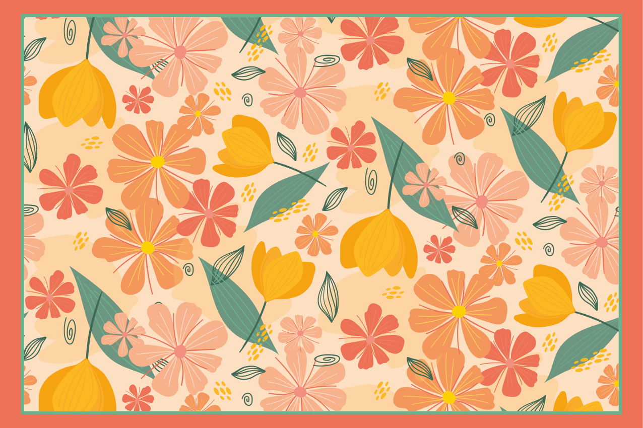 πολύχρωμα φύλλα και λουλούδια πρωτότυπα σουπλά - TenStickers