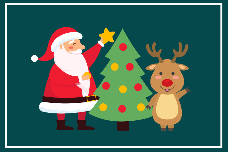 Χριστουγεννιάτικο σουπλά Άγιος Βασίλης και Ρούντολφ - TenStickers