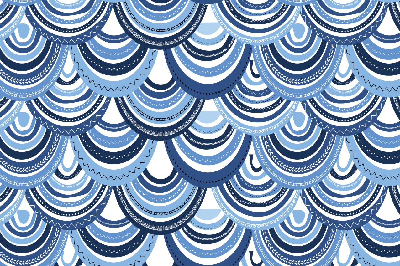 μπλε λέπια ψάρια μοτίβο αφηρημένα σουπλά - TenStickers