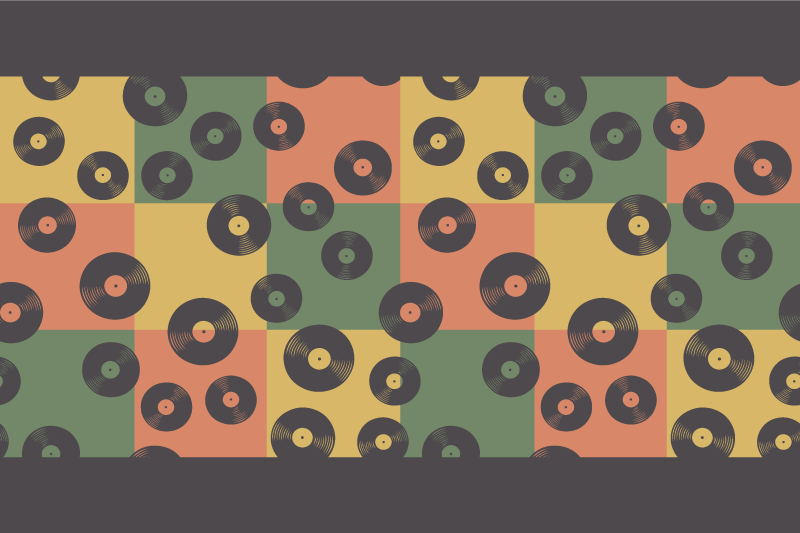 πολύχρωμα σουπλά με ρετρό μοτίβο δίσκου βινυλίου - TenStickers