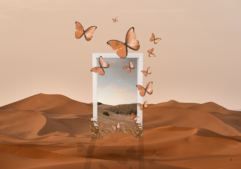 σουρεαλιστικό τοπίο της ερήμου πρωτότυπα σουπλά - TenStickers