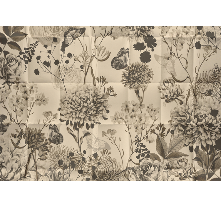 κύριο υπνοδωμάτιο Τοιχογραφία τοίχου μπεζ λουλουδάτο σχέδιο - TenStickers