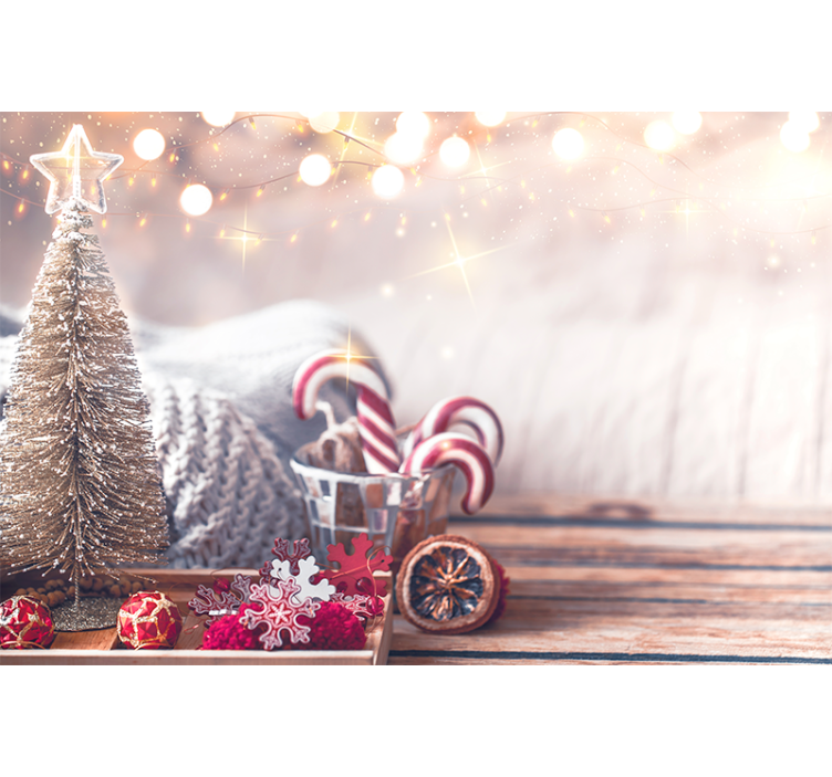 τοιχογραφία χριστουγεννιάτικου δέντρου και καραμελών - TenStickers