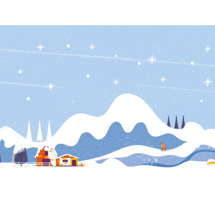 χιονισμένα βουνά με σκηνές παιδικές τοιχογραφίες - TenStickers