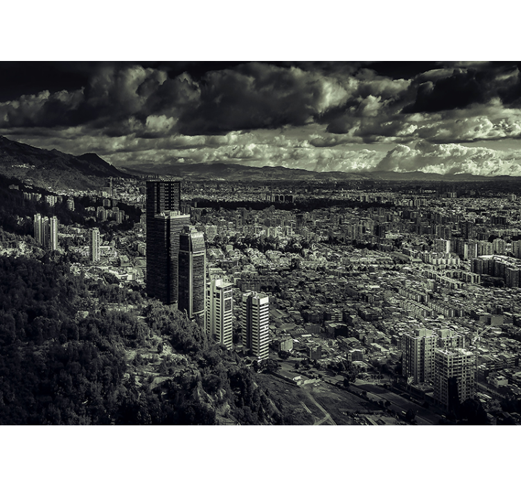 Φωτοταπετσαρία αστικού και αγροτικού τοπίου θέα στο βουνό - TenStickers