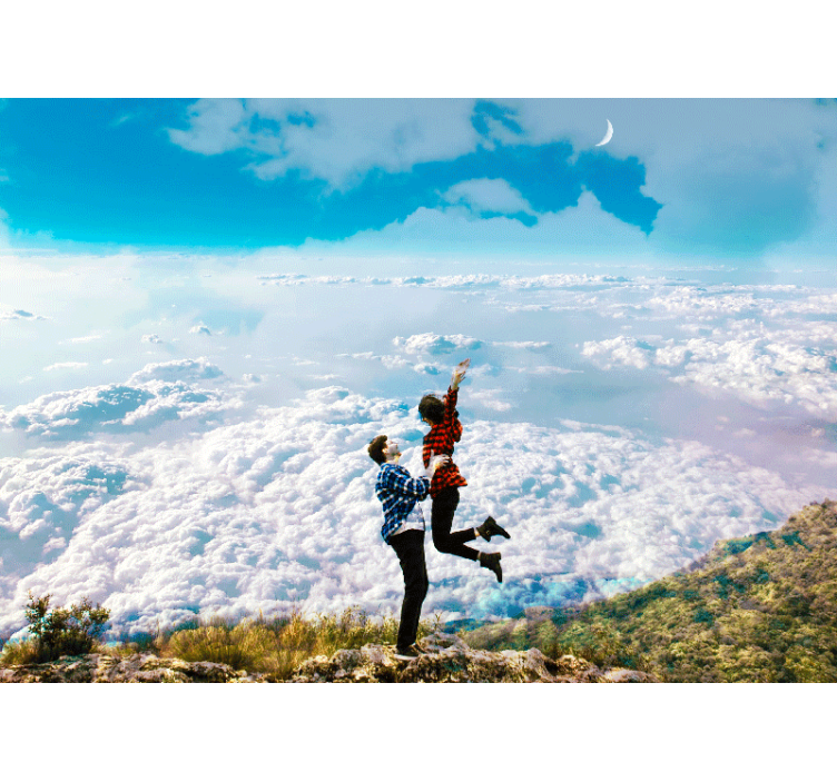 ζευγάρι πάνω από τη γη ρομαντική τοιχογραφία τοίχου - TenStickers