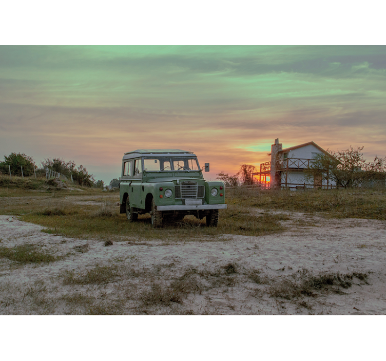 Φωτοταπετσαρία με οχήματα πράσινο κλασικό αυτοκίνητο - TenStickers