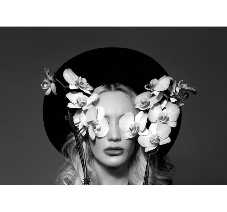 γυναίκα με καπέλο τοιχογραφία κλασικής τέχνης λουλουδιών - TenStickers