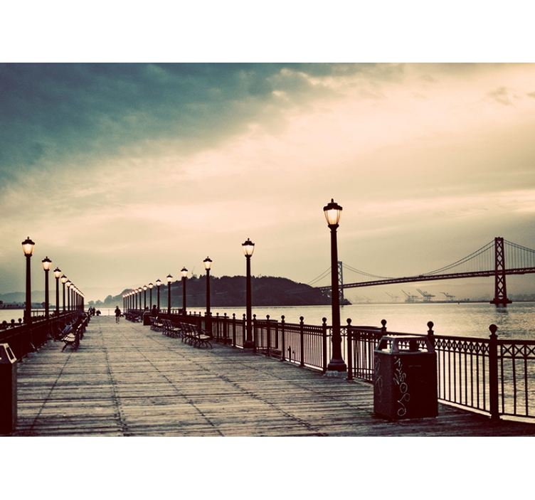 γέφυρα με τοιχογραφία τοίχου φώτα του δρόμου - TenStickers