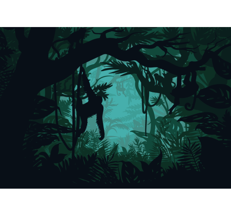 δάσος με τοιχογραφία ζώων ζούγκλας - TenStickers